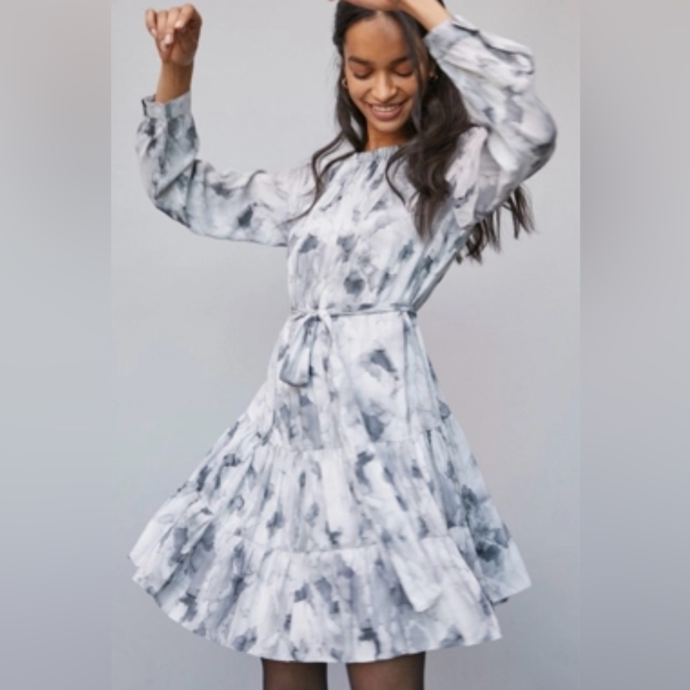 Anthropologie Cloth and Stone Melanie Watercolor Mini Dress size Medium